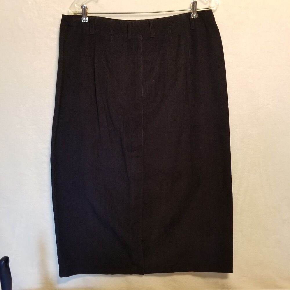 Talbots 16P Petite Black Corduroy Midi 100% Cotton Vintage Academia Casual - Picture 4 of 7